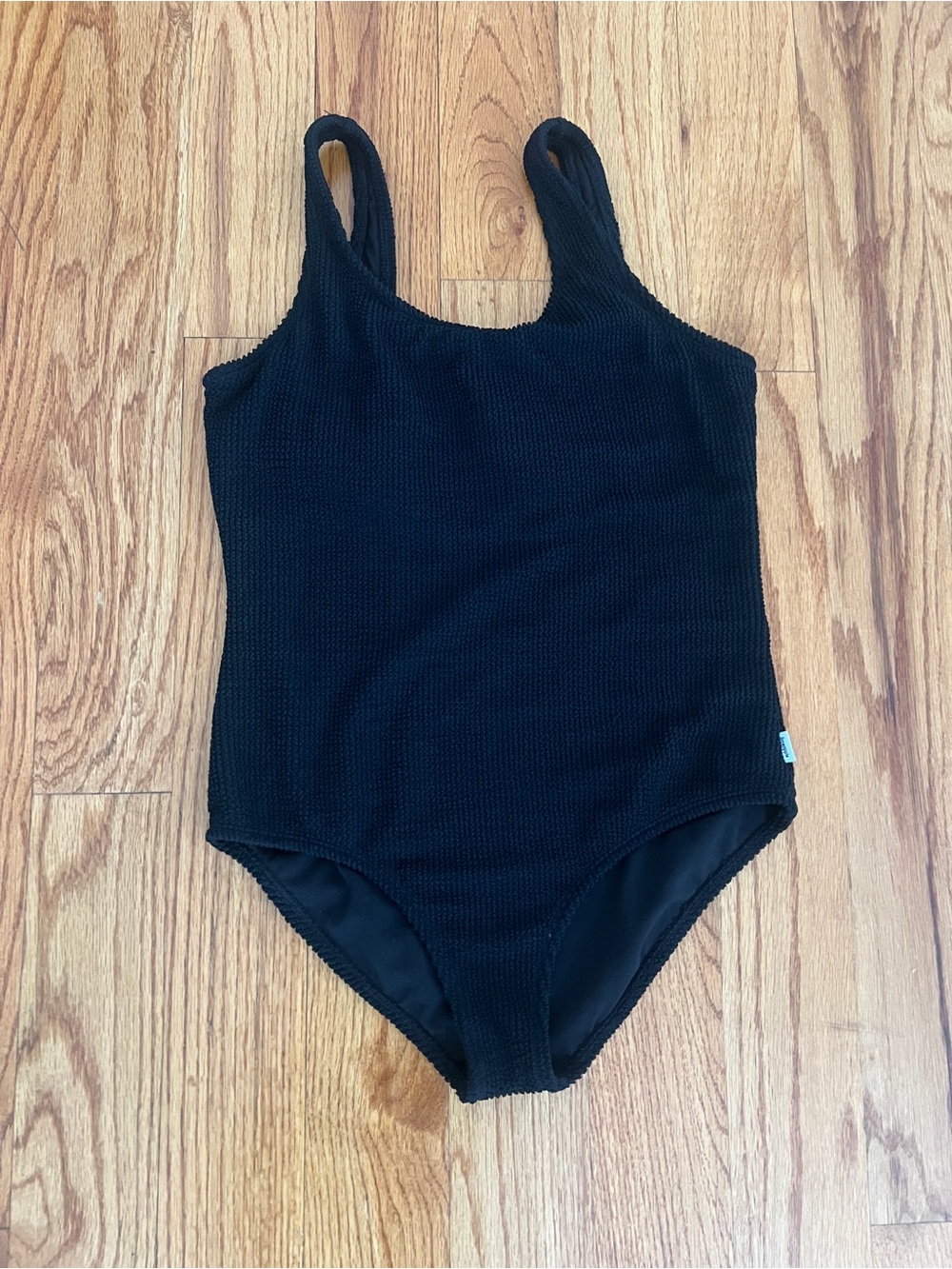 Girls Black One Piece Crinkly Bathing Suit